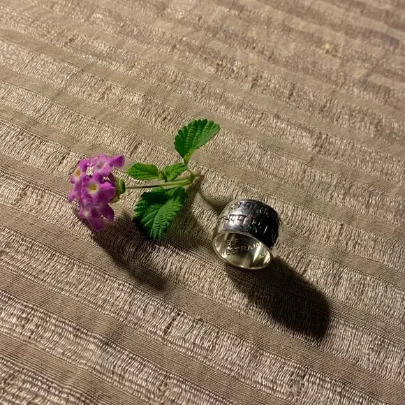 Me & Ro Sterling Silver Wide Sanskrit Ring